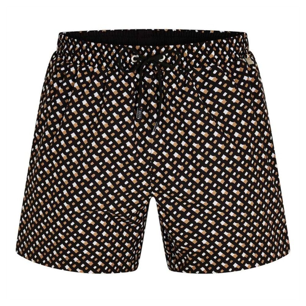 Boss Mens Monogram Swim Shorts / Black